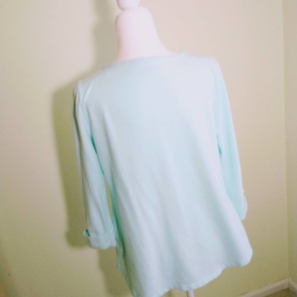 CROFT & BARROW 3/4 Sleeve Soft Knit Top Womens Size M Scoop Neck Blue Pullover - Picture 8 of 8